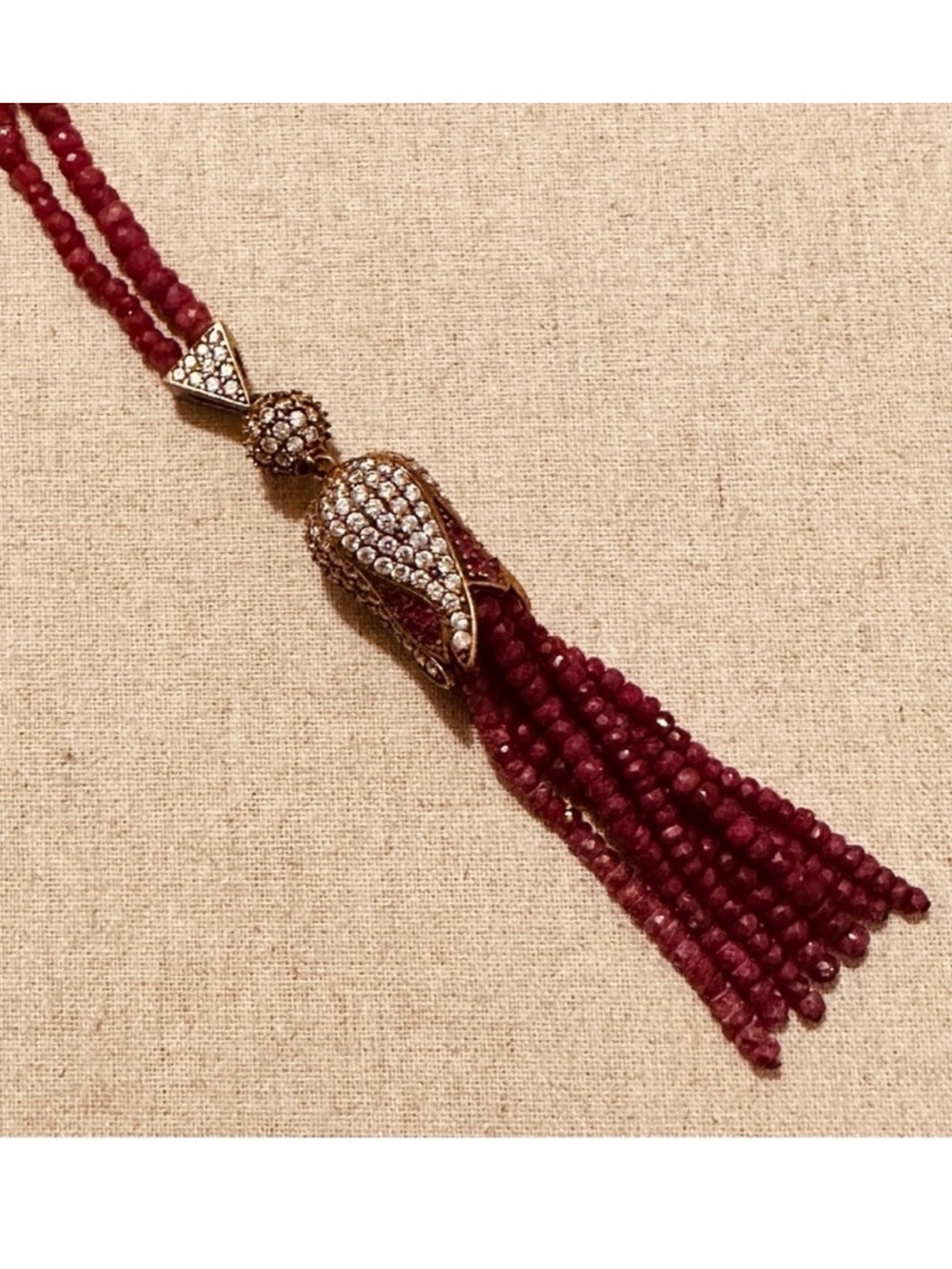 Grand Bazaar | Necklace | CZ & Ruby Tassel Pendant